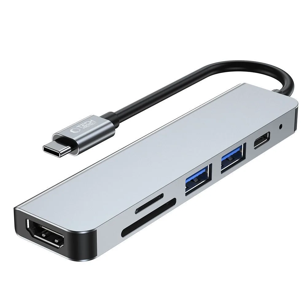 6-in-1 USB-C to USB-A, USB-C, HDMI, micro SD / TF / SD Hub - Gray 4
