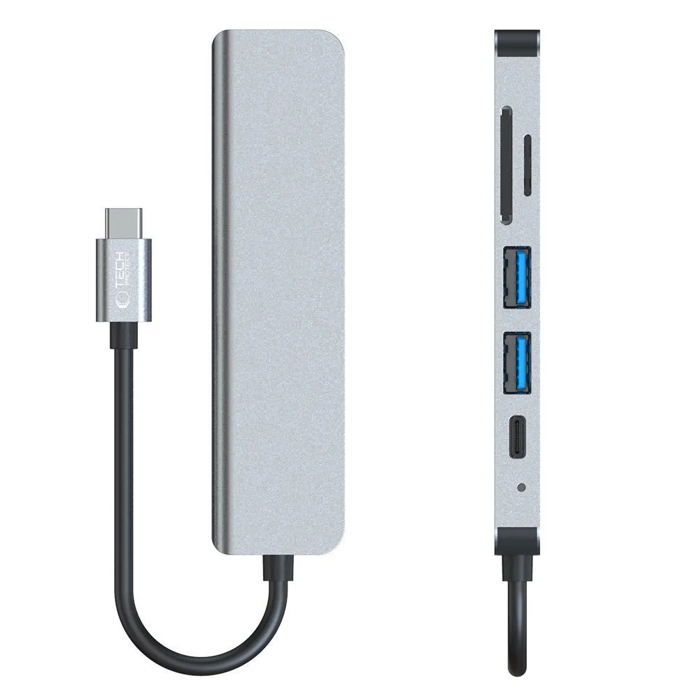 6-in-1 USB-C to USB-A, USB-C, HDMI, micro SD / TF / SD Hub - Gray 7