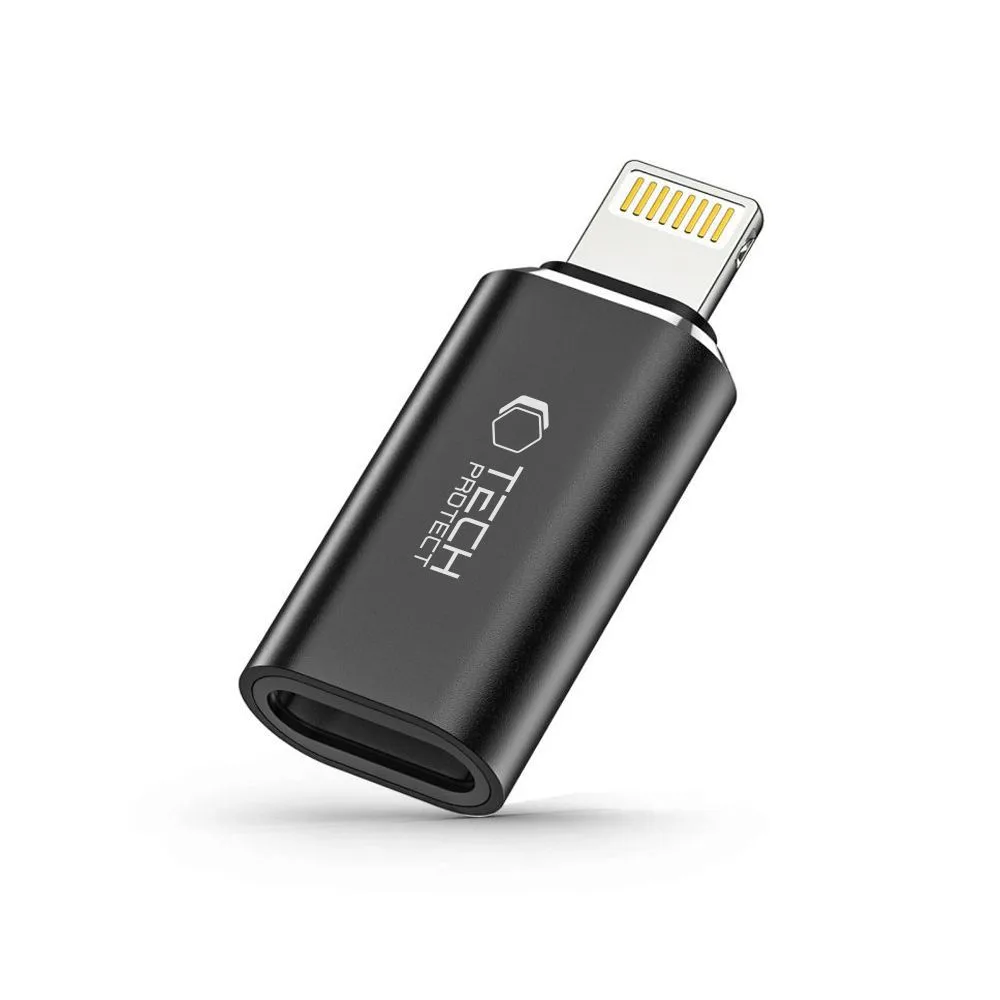 iPhone Lightning (hím) – USB-C (nő) adapter – fekete