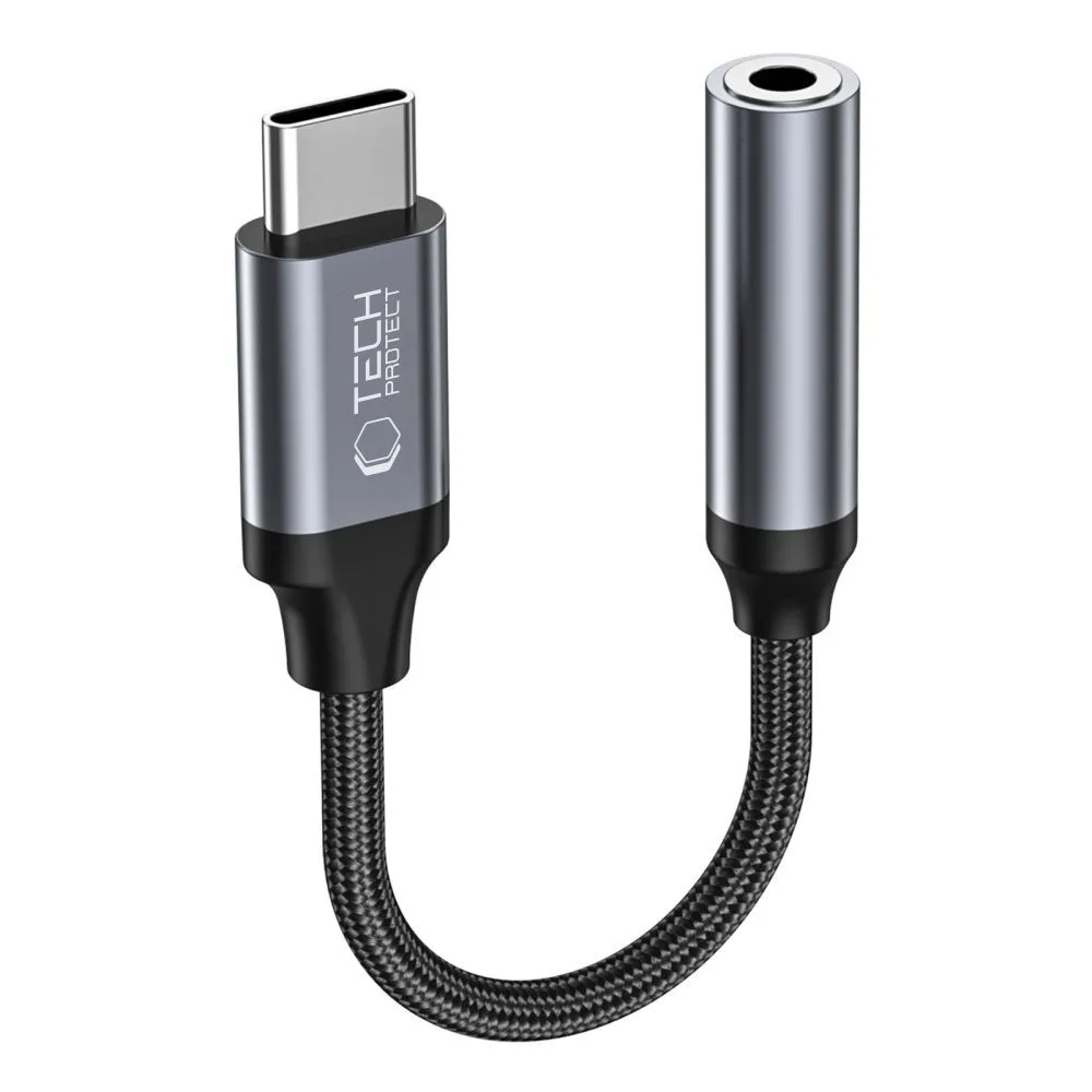 USB-C – 3,5 mm-es mini jack adapter – fekete