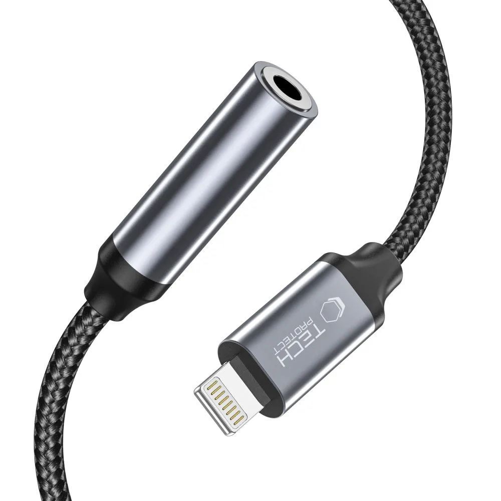 iPhone Lightning – 3,5 mm-es mini jack adapter – fekete