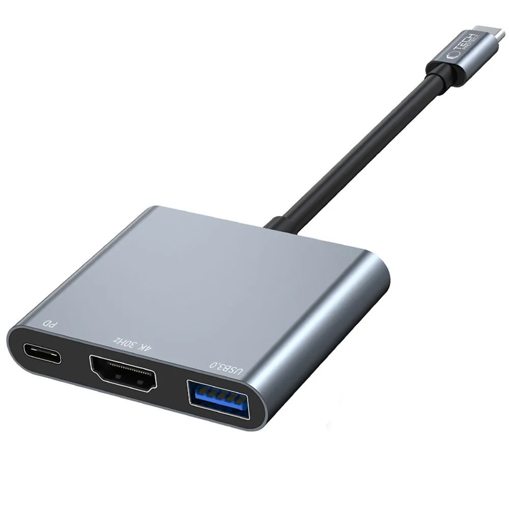 3w1 HUB rozdzielacz USB-C na USB-A USB-C PD 100W HDMI 4K 30Hz - szary 2