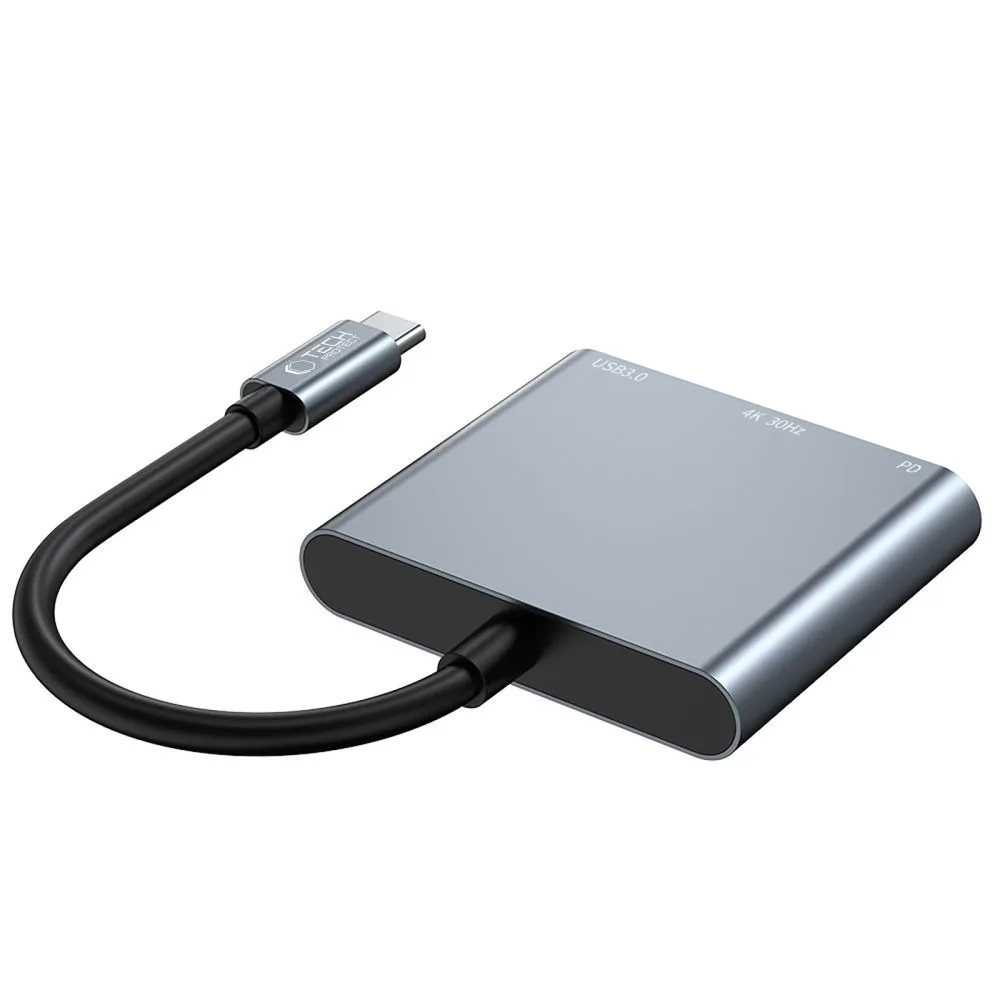 3w1 HUB rozdzielacz USB-C na USB-A USB-C PD 100W HDMI 4K 30Hz - szary 3