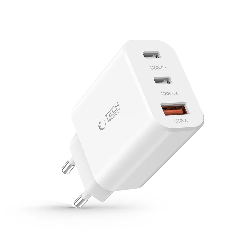 2x USB-C PD / USB-A QC 30W Wall Charger - White 6