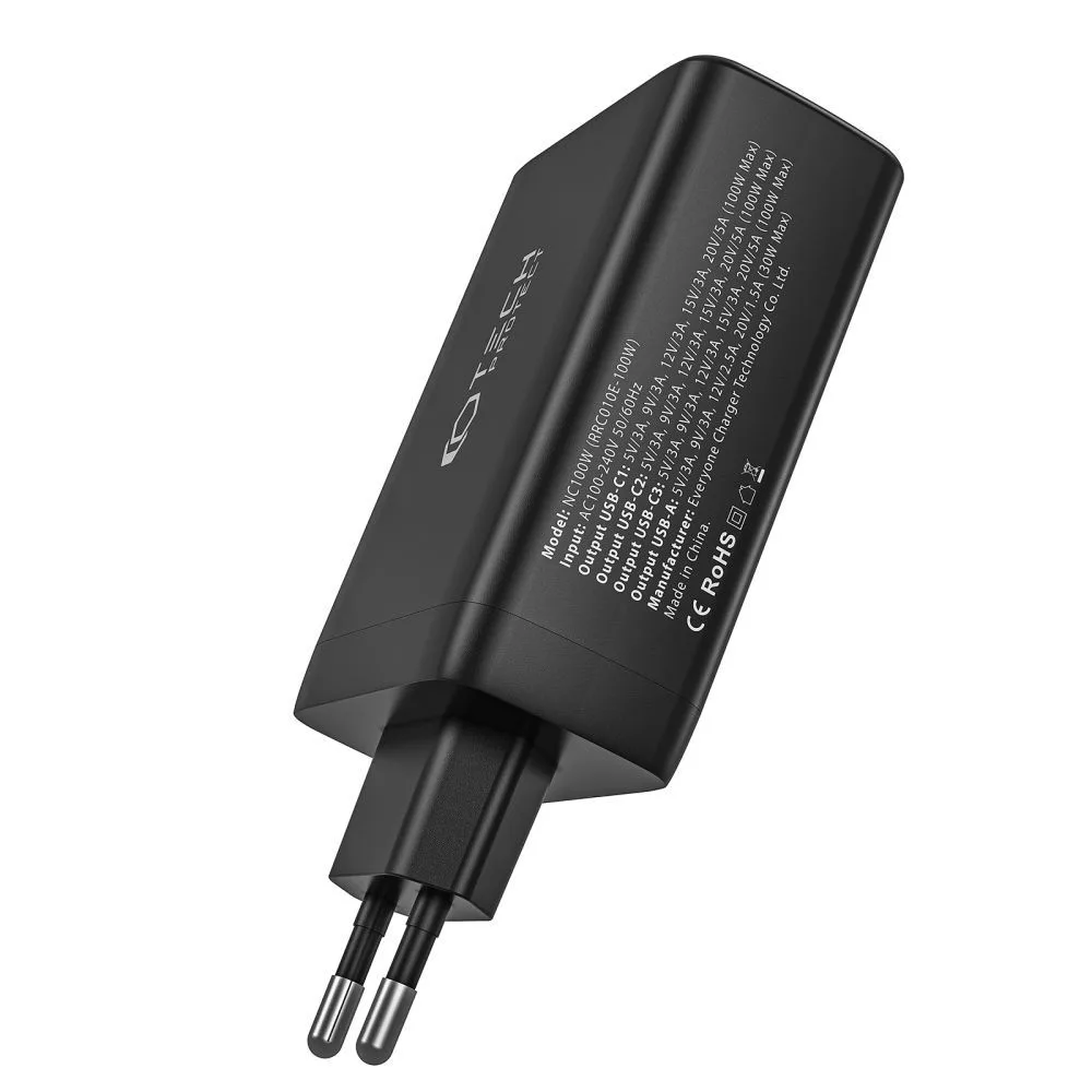 GaN 3x USB-C PD USB-A QC 100W Wall Charger - White 3