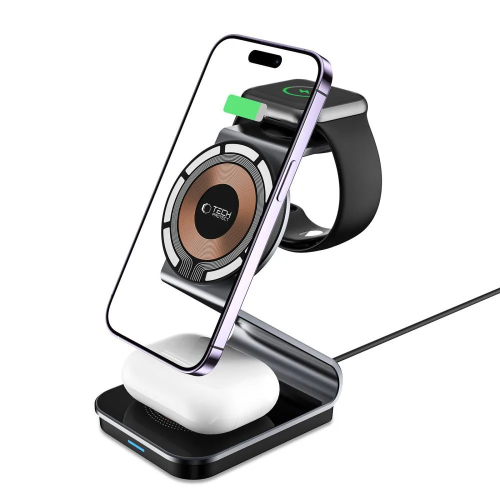3-in-1-Induktionsladegerät mit MagSafe für Apple Watch und AirPods – Schwarz 2