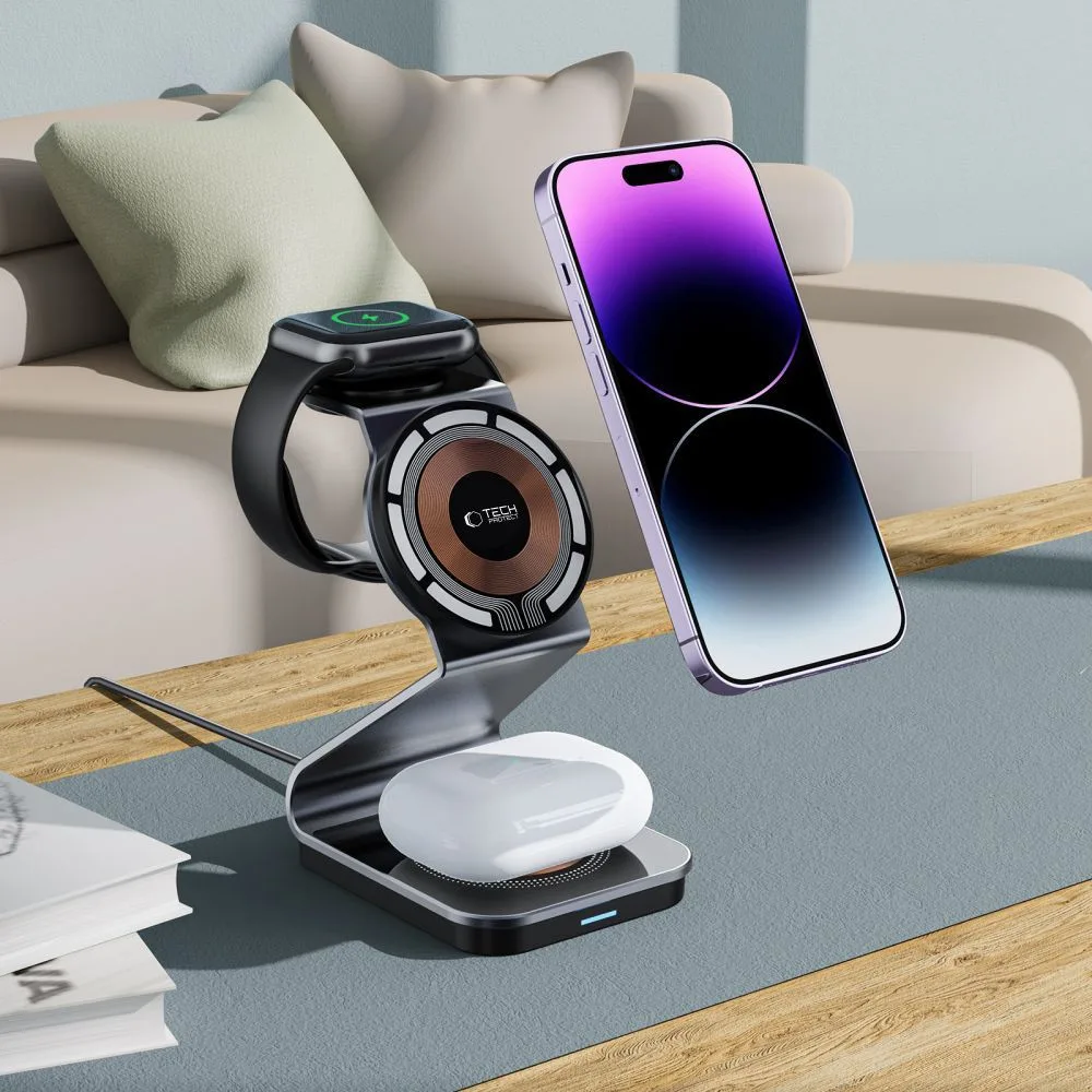 3-in-1-Induktionsladegerät mit MagSafe für Apple Watch und AirPods – Schwarz 6