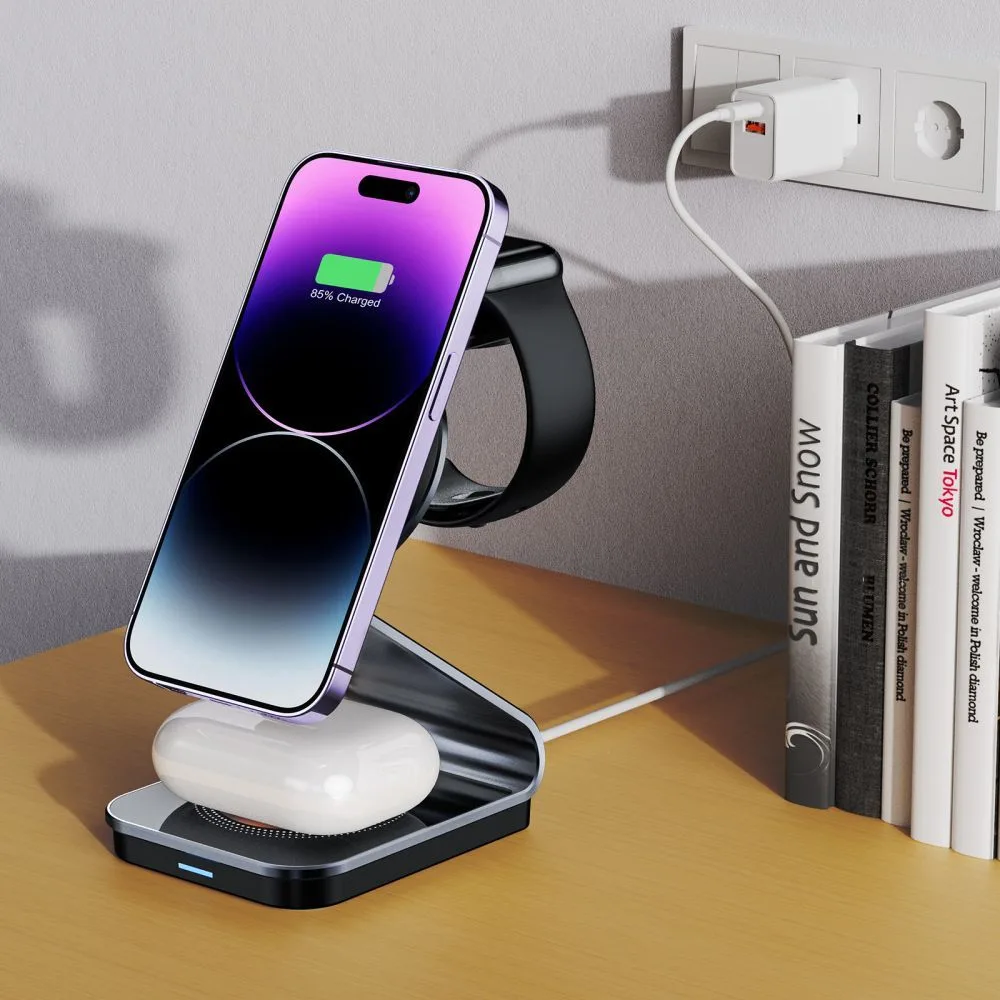 3-in-1-Induktionsladegerät mit MagSafe für Apple Watch und AirPods – Schwarz 7