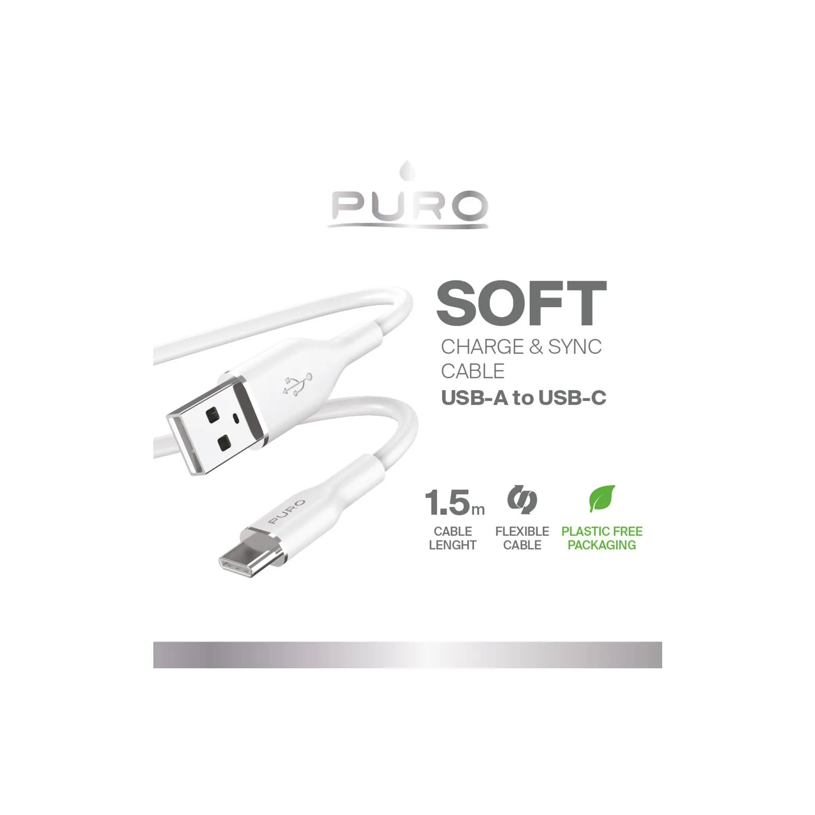 Kabel przewód USB-A - USB-C 1.5m - biały 2