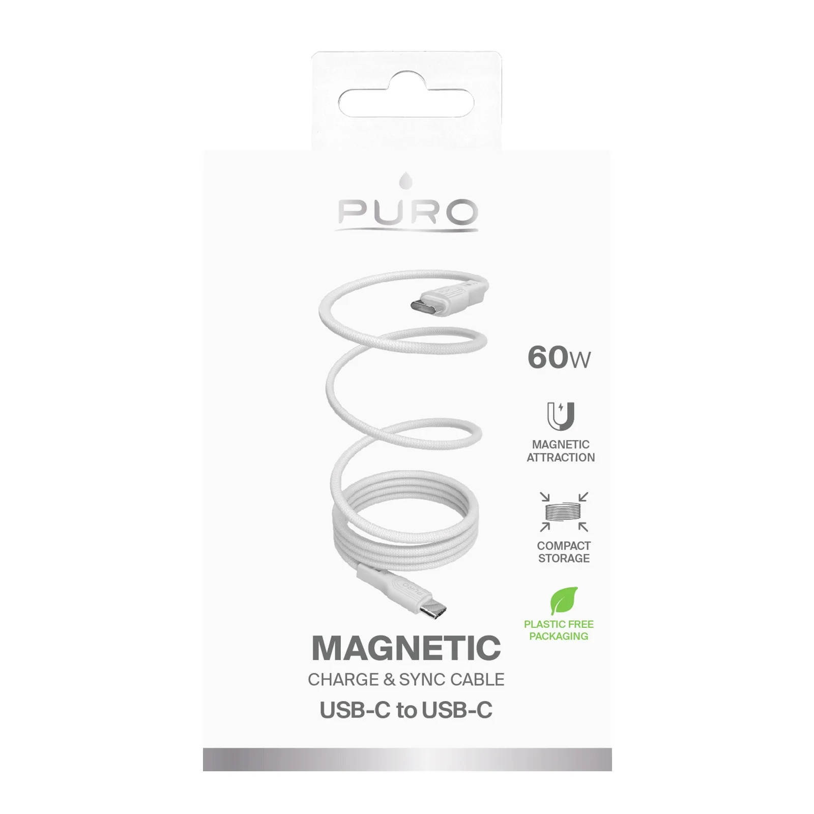Cablu magnetic USB-C de 60 W, 1 m - Alb 2