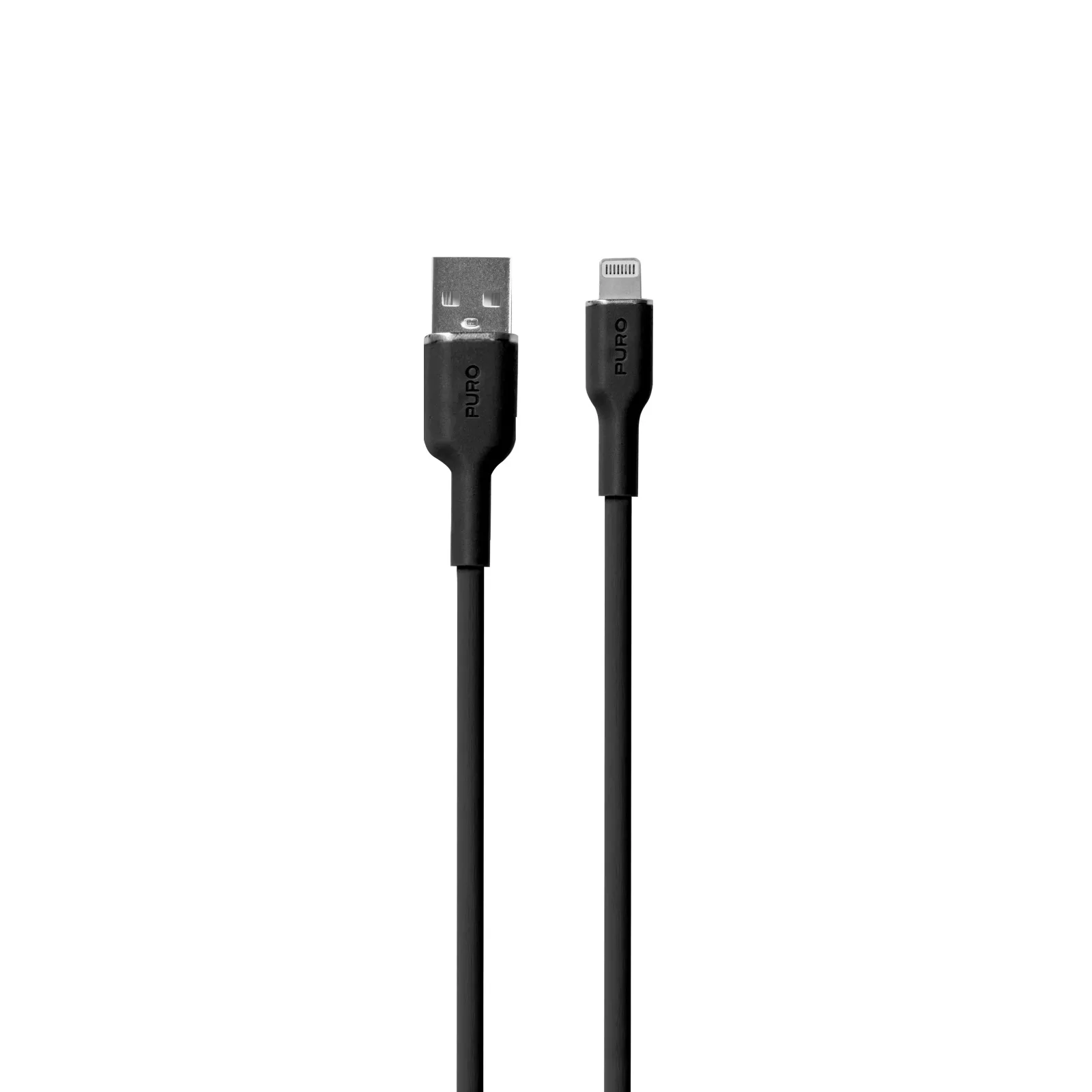 USB-A – iPhone Lightning szilikon kábel – 1,5 m – Fekete