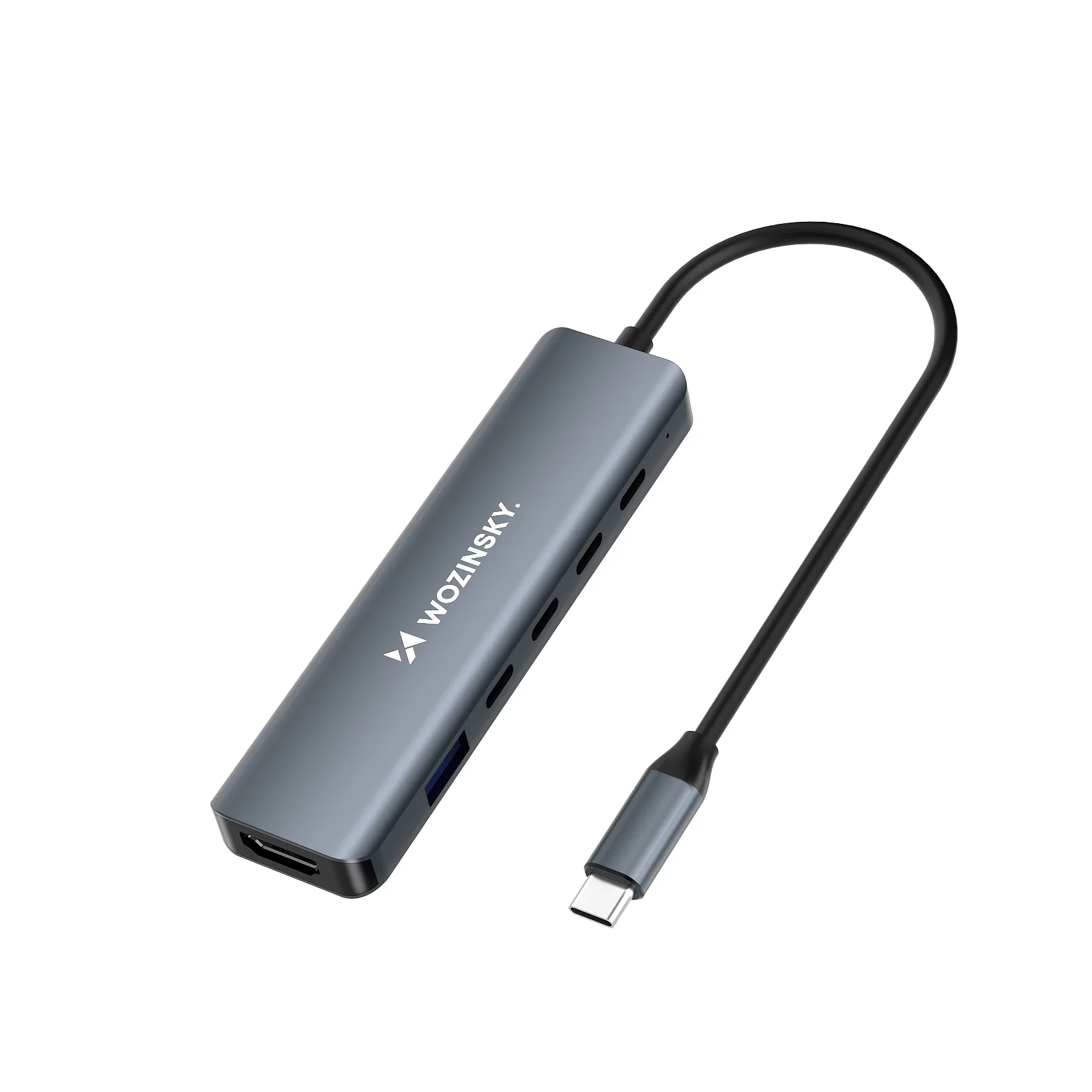 6-in-1-Hub mit USB-A, USB-C, DisplayPort und HDMI – Grau 6-in-1-Hub mit USB-A, USB-C, DisplayPort und HDMI – Grau