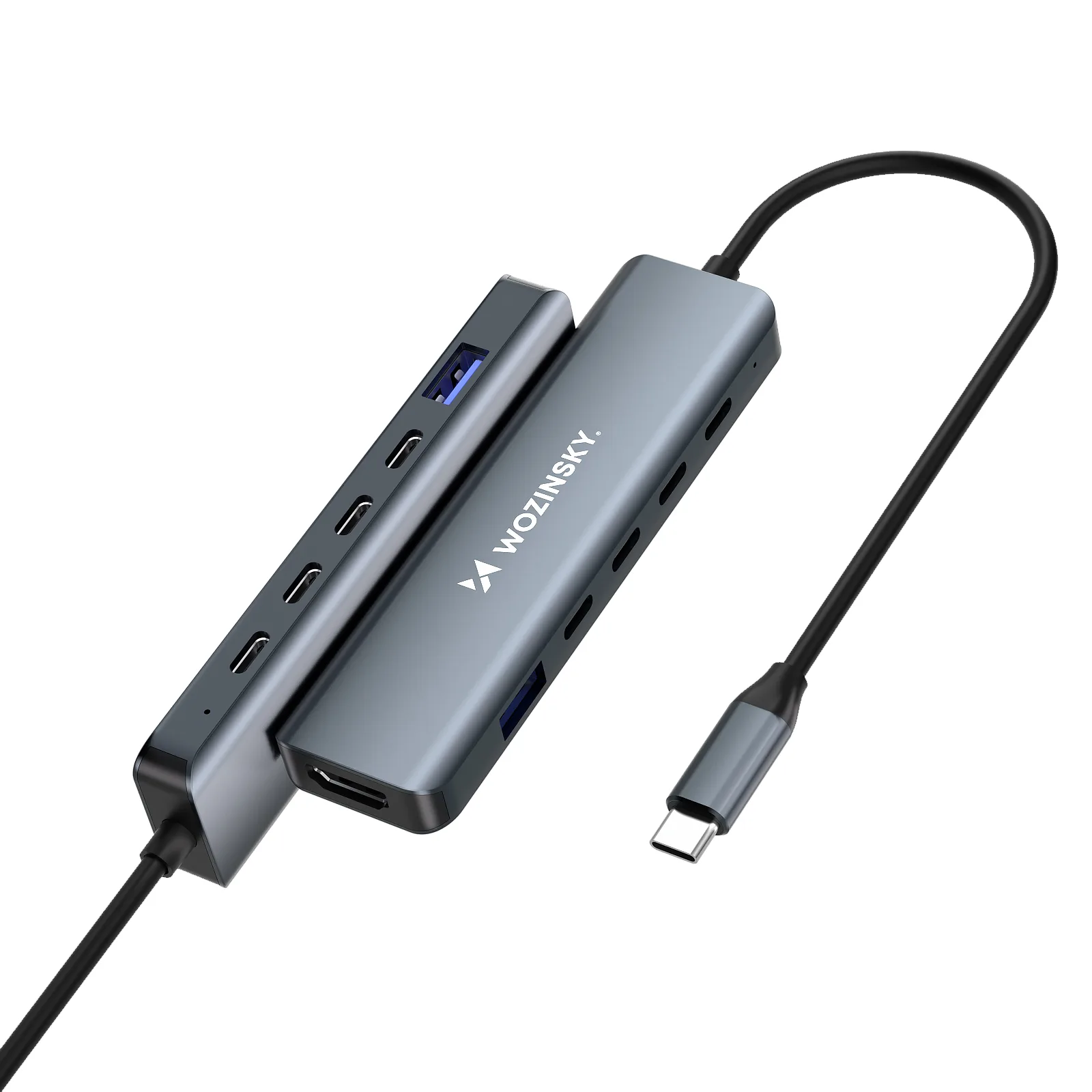 6-in-1 USB-A, USB-C, DisplayPort, HDMI hub - szürke 2