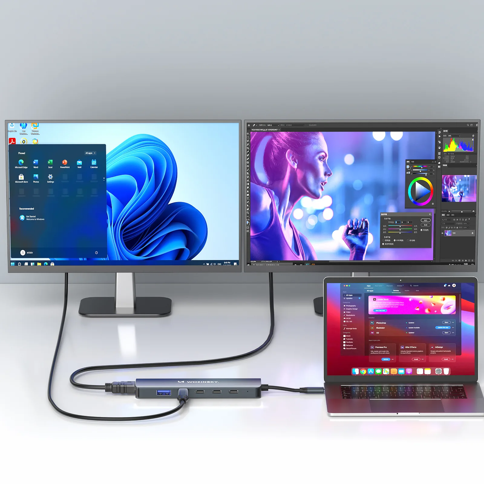 6-in-1-Hub mit USB-A, USB-C, DisplayPort und HDMI – Grau 4