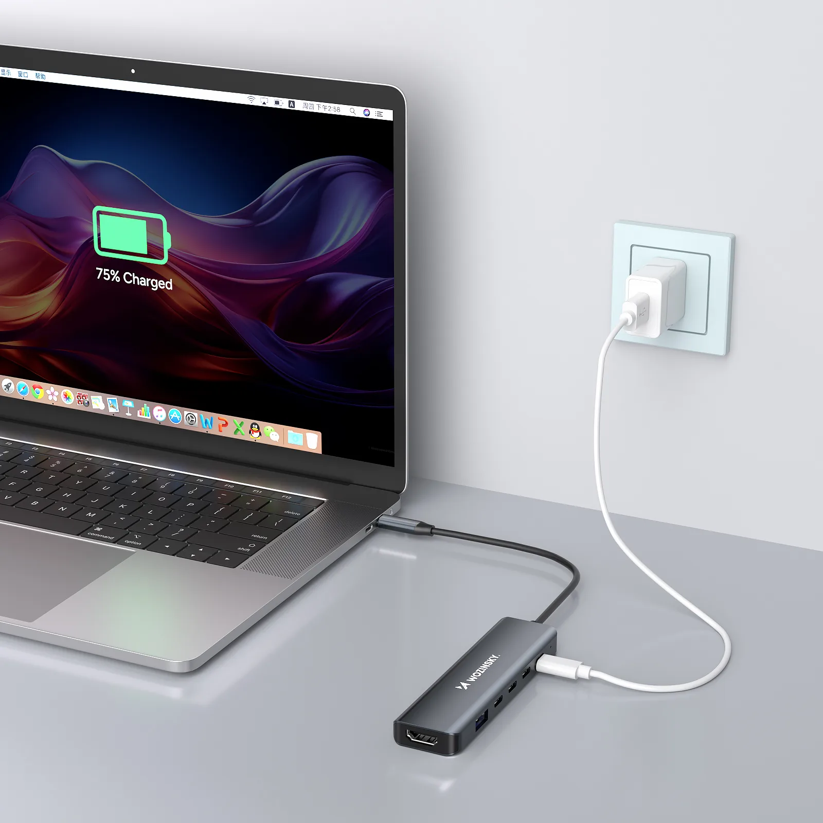 6-in-1 USB-A, USB-C, DisplayPort, HDMI hub - szürke 5