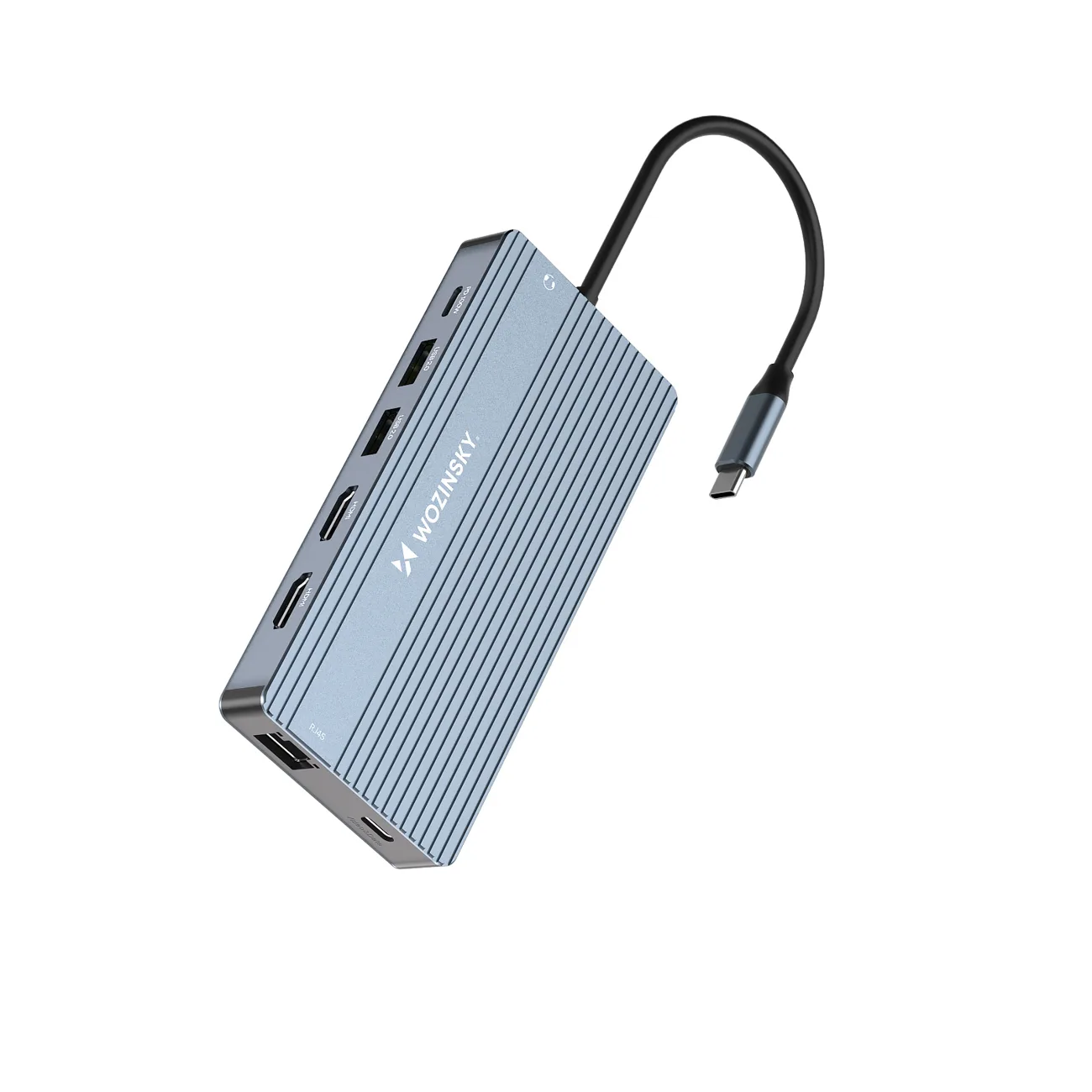 14-in-1 hub akár 3 monitorhoz: USB-A, USB-C, DisplayPort, HDMI, RJ45, SD, TF, mini jack - szürke