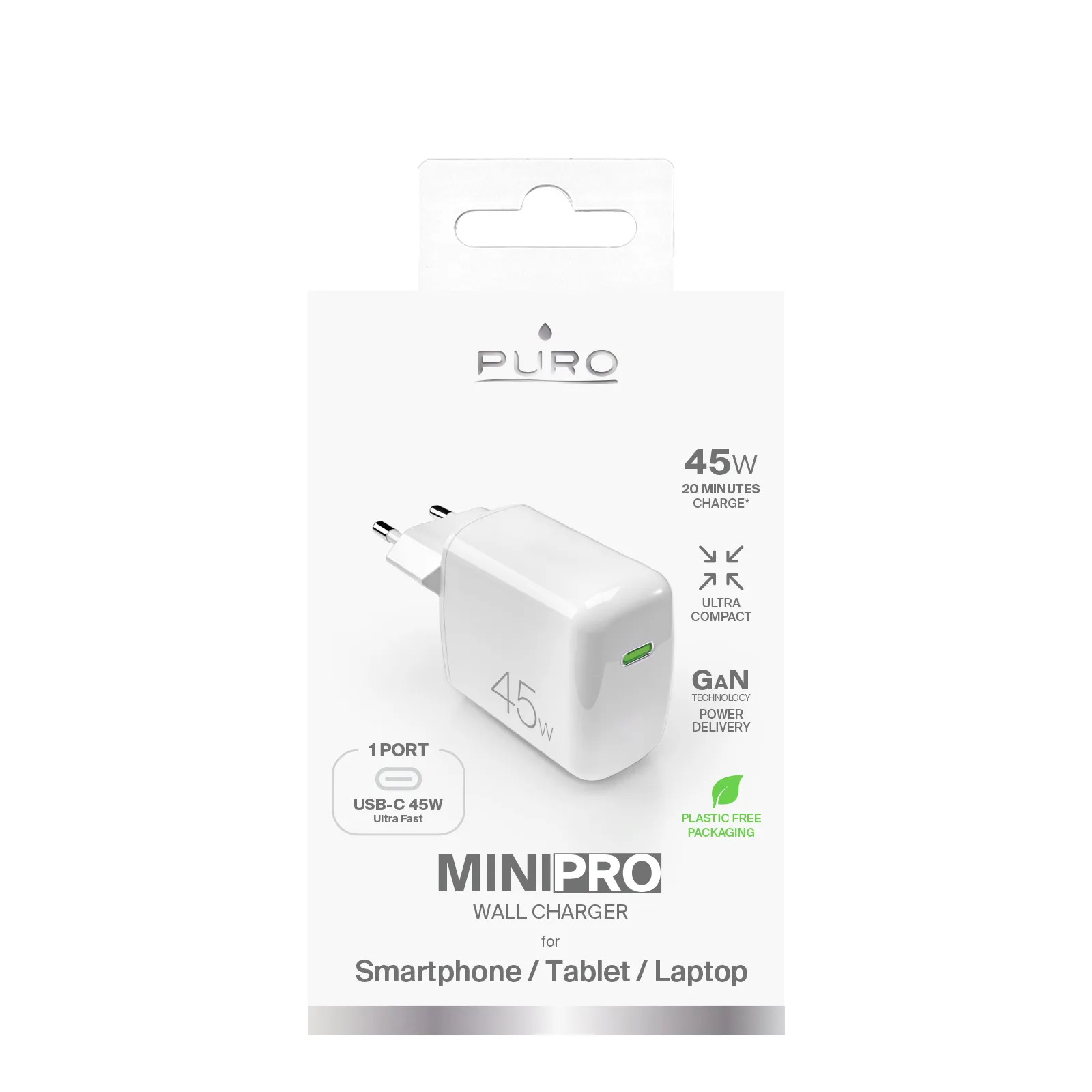 45W GaN USB-C PD zidni punjač - bijeli 2