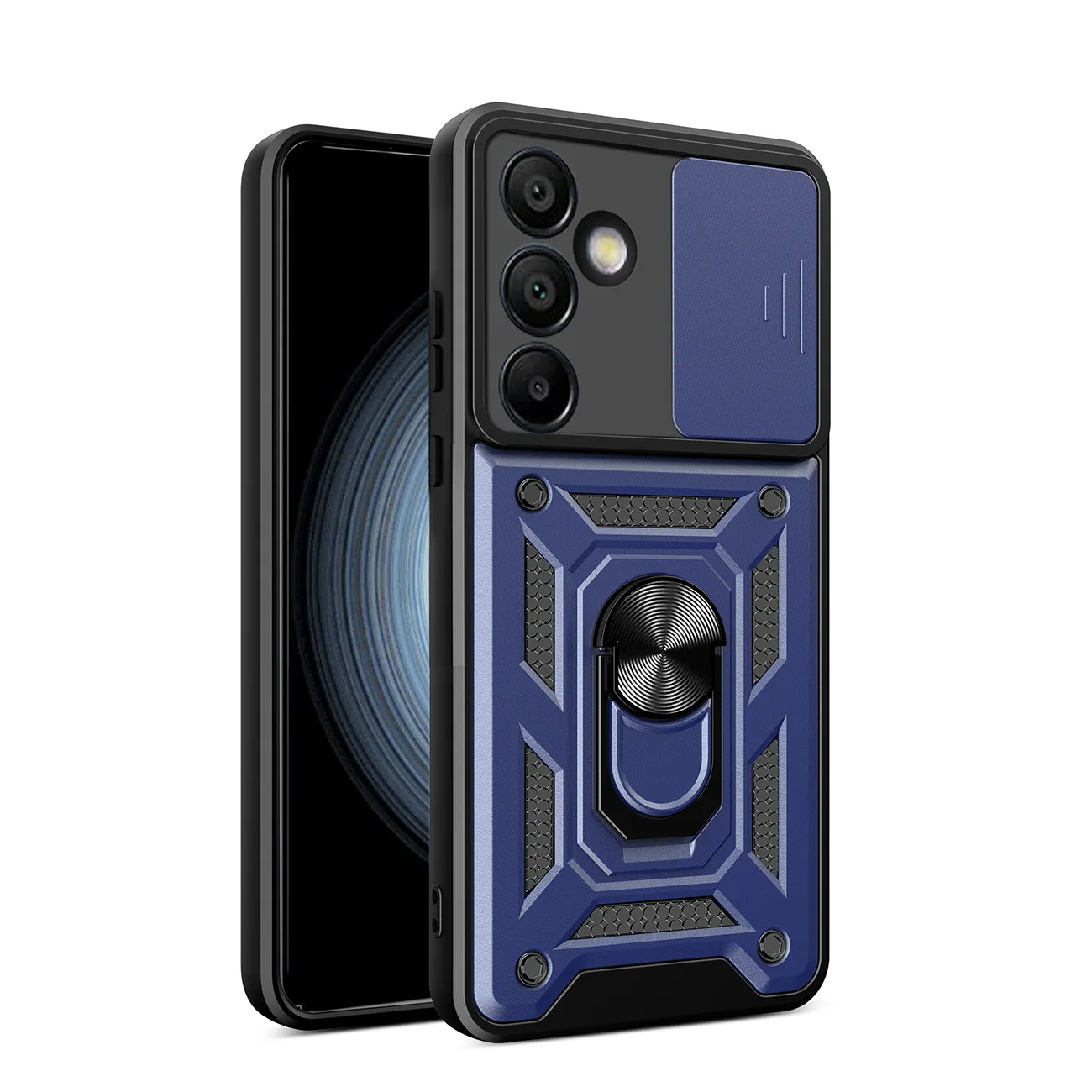 Hybrid Armor Camshield páncélozott tok Samsung Galaxy A26-hoz, állvánnyal és kameravédővel – kék