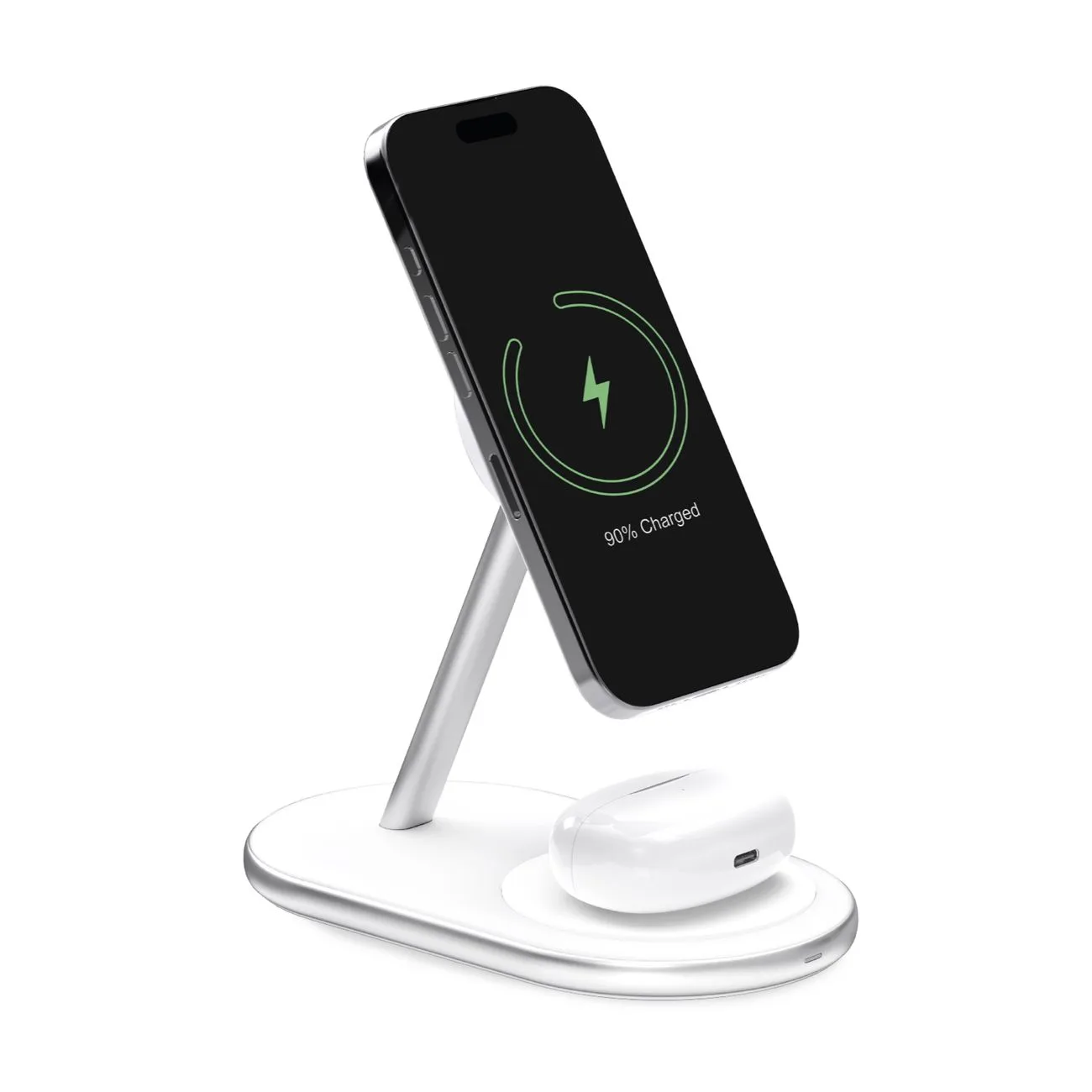 2-in-1 Mag Station vezeték nélküli töltőállomás telefonhoz és fejhallgatóhoz – fehér
