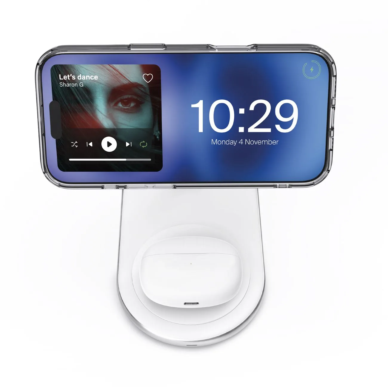 2-in-1 Mag Station vezeték nélküli töltőállomás telefonhoz és fejhallgatóhoz – fehér 2
