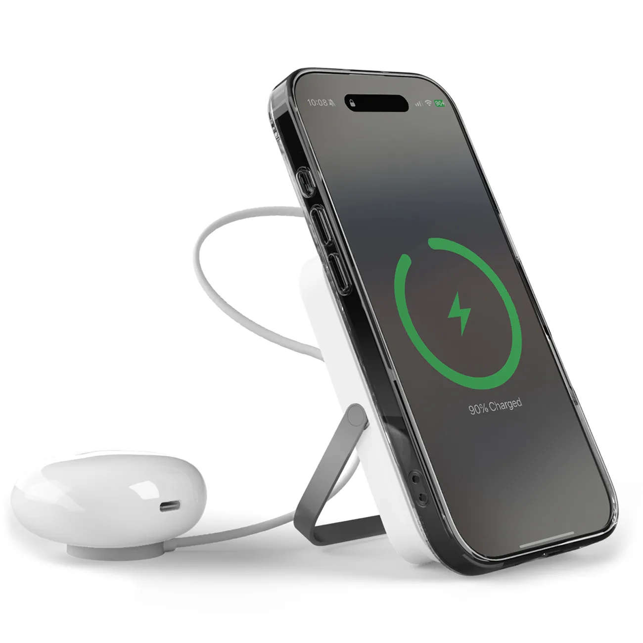 Powerbank bezprzewodowy 10000mAh USB-C MagSafe z podstawką - biały 2