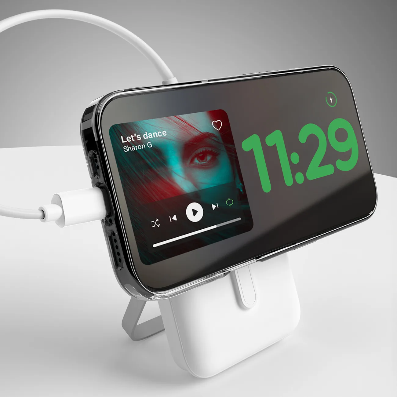 Powerbank bezprzewodowy 10000mAh USB-C MagSafe z podstawką - biały 6