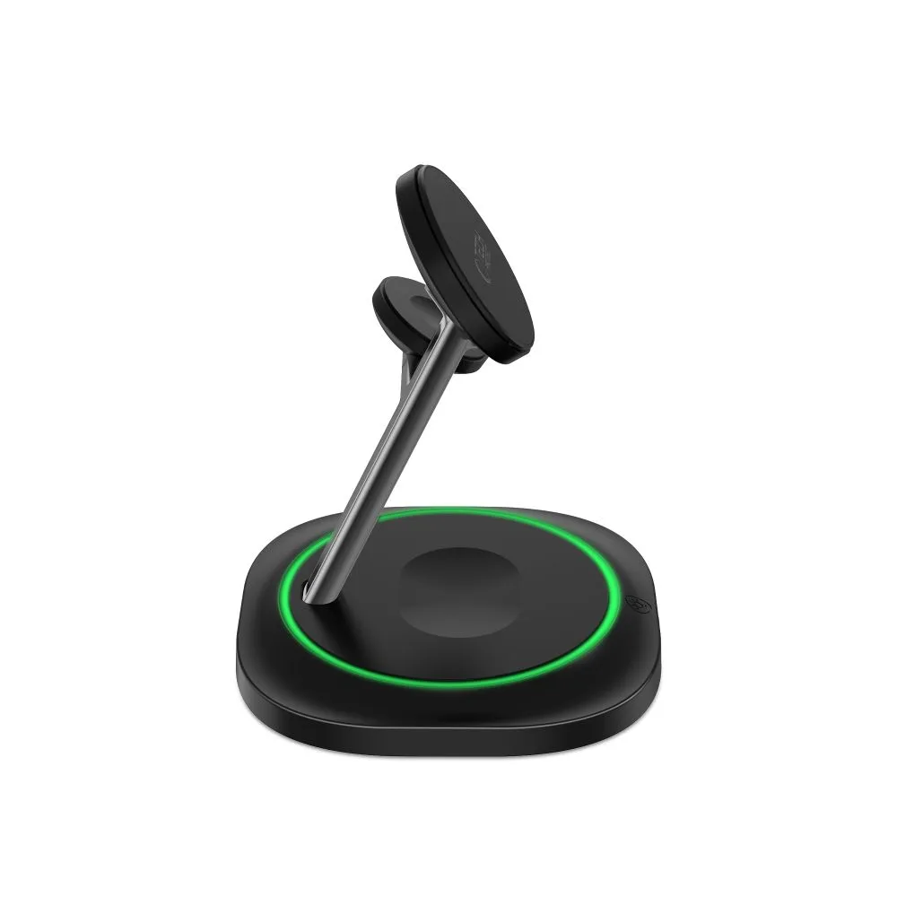 Ładowarka indukcyjna 3w1 do smartfona smartwatcha słuchawek Magnetic MagSafe - czarna 5