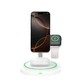 3-in-1-Magnet-MagSafe-Induktionsladegerät für Smartphone, Smartwatch und Kopfhörer – Weiß 3