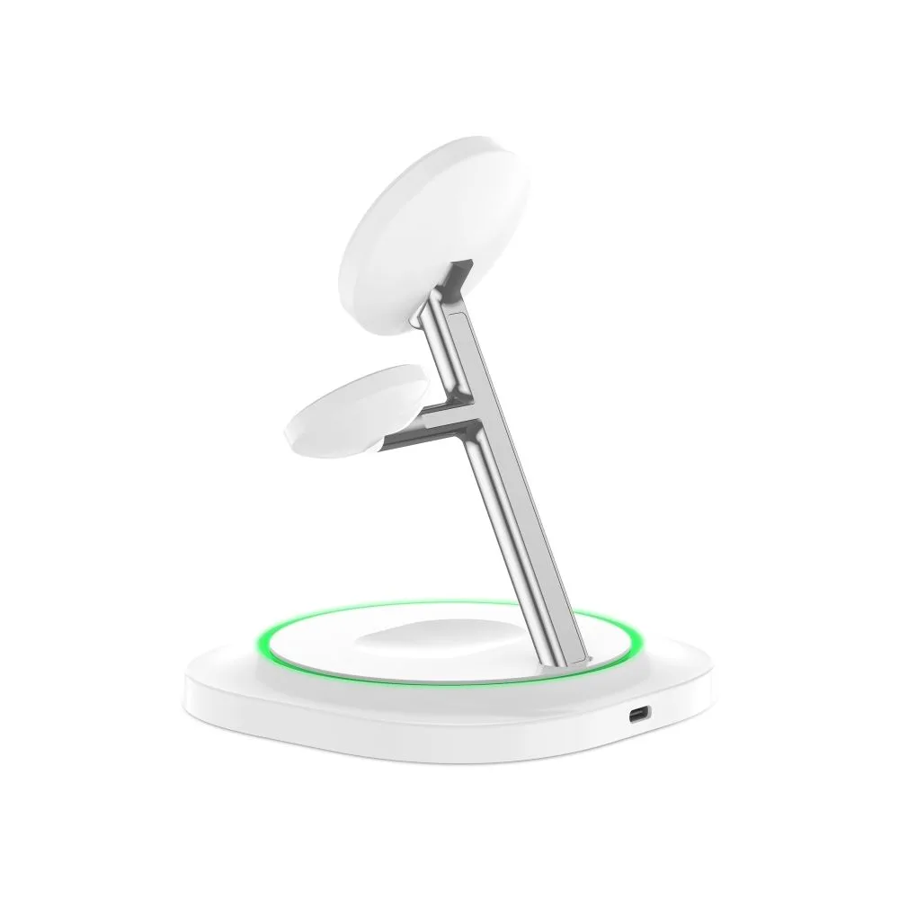 3-in-1 Magnetic MagSafe Induction Charger for Smartphone, Smartwatch, and Headphones - White 6