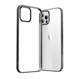 Husă transparentă ultra-subțire NBS cu ramă metalică pentru iPhone Pro Max 12, negru