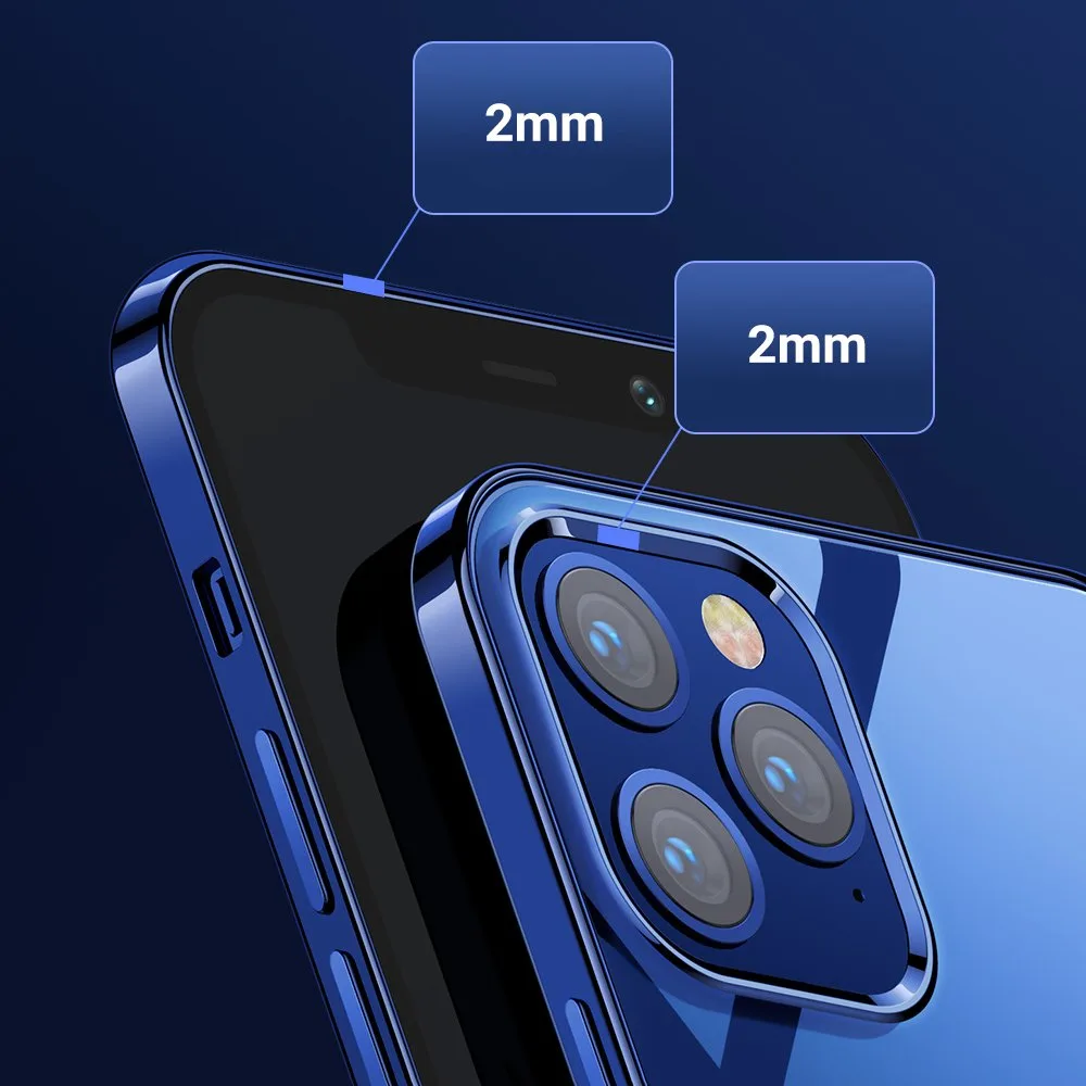 Husă transparentă ultra-subțire NBS cu ramă metalică pentru iPhone 12 Pro Max, verde 11