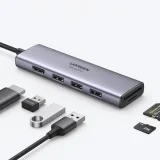 Hub USB-C multifuncțional 6-în-1 - 3x USB, HDMI 4K, cititor de carduri SD și TF, gri 3