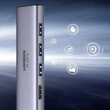 Hub USB-C multifuncțional 6-în-1 - 3x USB, HDMI 4K, cititor de carduri SD și TF, gri 7