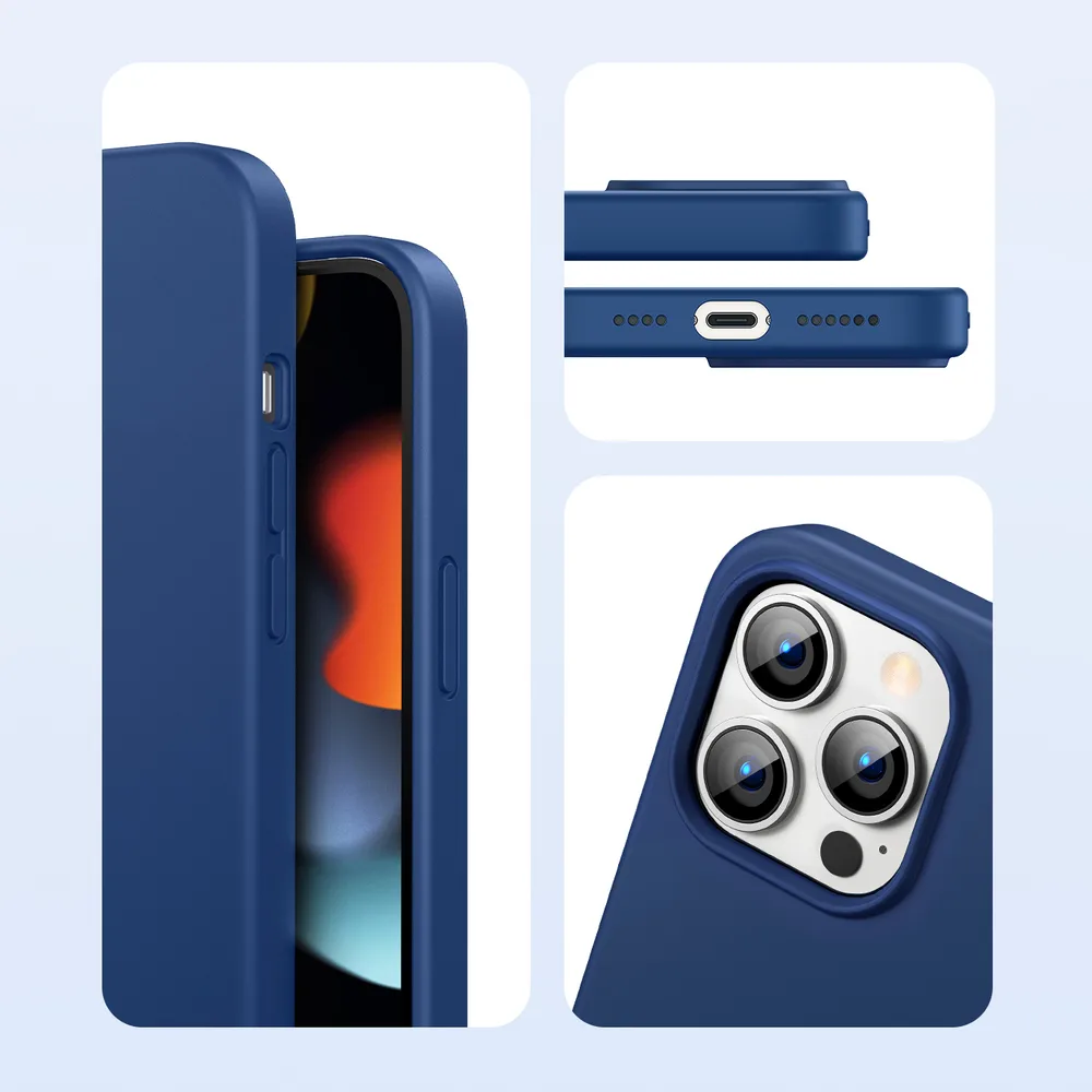 Rugalmas szilikon telefonhüvely iPhone 13 Pro-hoz, kék 6