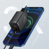 Kompakt USB-C 20 W 3 A PD QC 3.0 gyors fali töltő, fekete 11