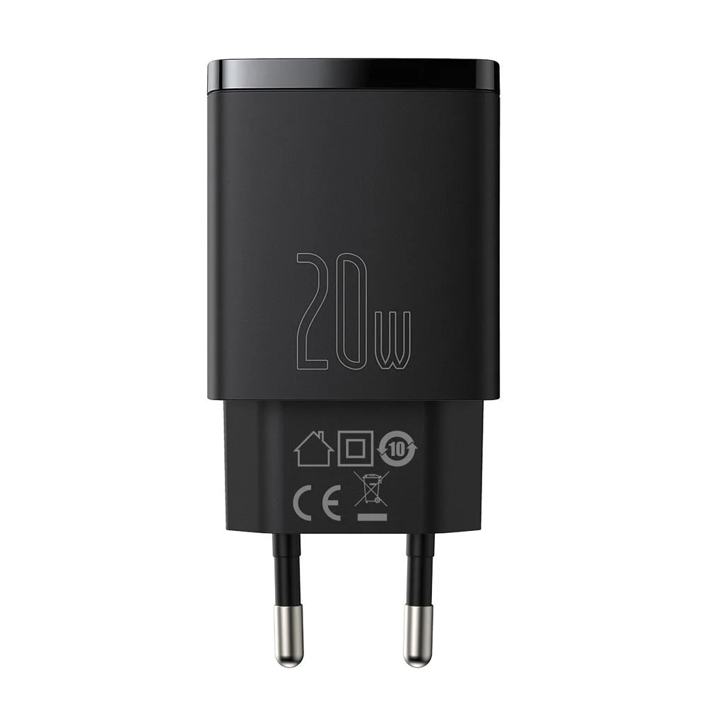 Kompaktes USB-C 20 W 3 A PD QC 3.0 Schnell-Ladegerät, Schwarz 2