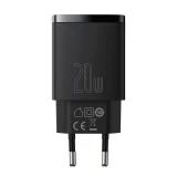 Kompakt USB-C 20 W 3 A PD QC 3.0 gyors fali töltő, fekete 2