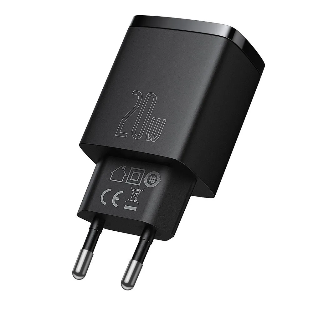 Kompaktes USB-C 20 W 3 A PD QC 3.0 Schnell-Ladegerät, Schwarz 3