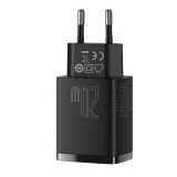 Kompakt USB-C 20 W 3 A PD QC 3.0 gyors fali töltő, fekete 4