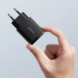 Kompakt USB-C 20 W 3 A PD QC 3.0 gyors fali töltő, fekete 8