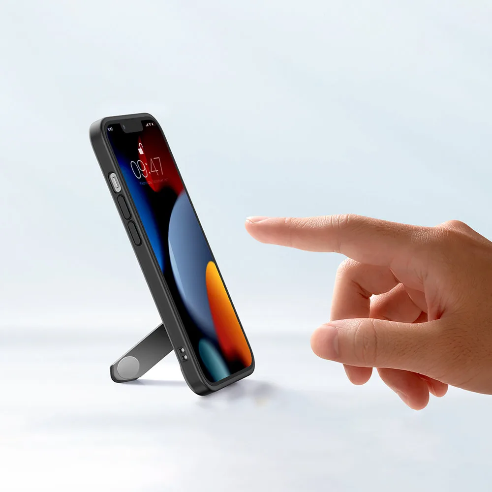 Kemény tok gélkerettel és állvánnyal iPhone 13 Pro-hoz, fekete 3