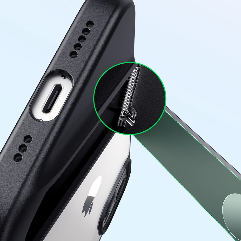 Kemény tok gélkerettel és állvánnyal iPhone 13 Pro-hoz, fekete 6