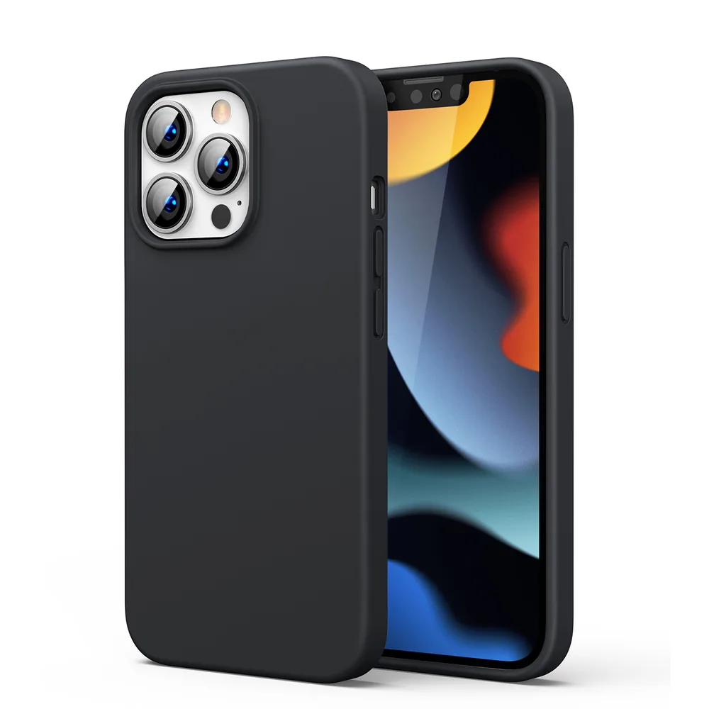 Rugalmas szilikon telefonhüvely iPhone 13 Pro Max-hoz, fekete