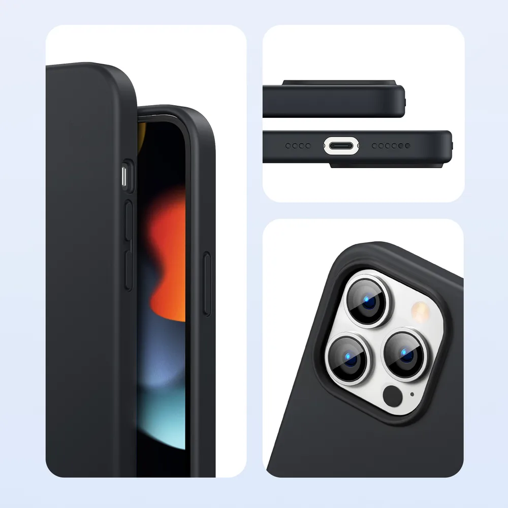Fleksibilna silikonska futrola za telefon za iPhone 13 Pro Max, crna 6