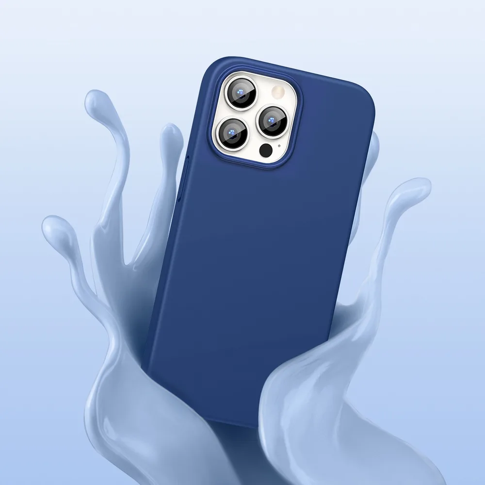 Rugalmas szilikon telefonhuzat iPhone 13 Pro Max-hoz, kék 7