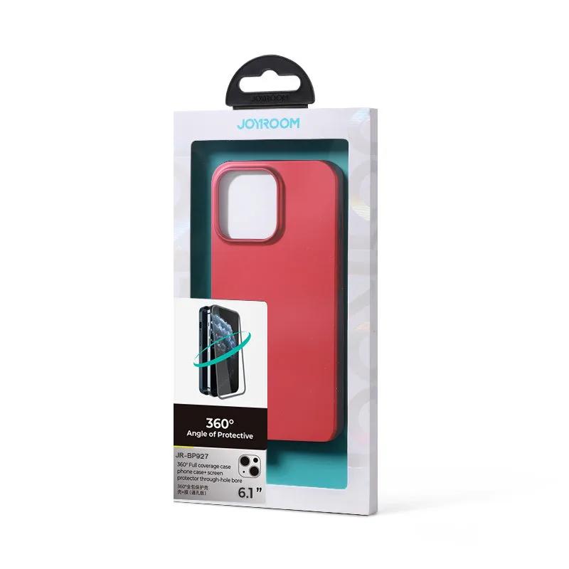 Husă pentru iPhone 13, capac față și spate + sticlă temperată, roșu 5