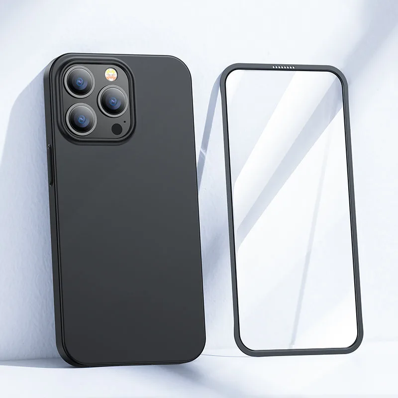 iPhone 13 Pro Max tok, elülső és hátsó fedél + edzett üveg, fekete