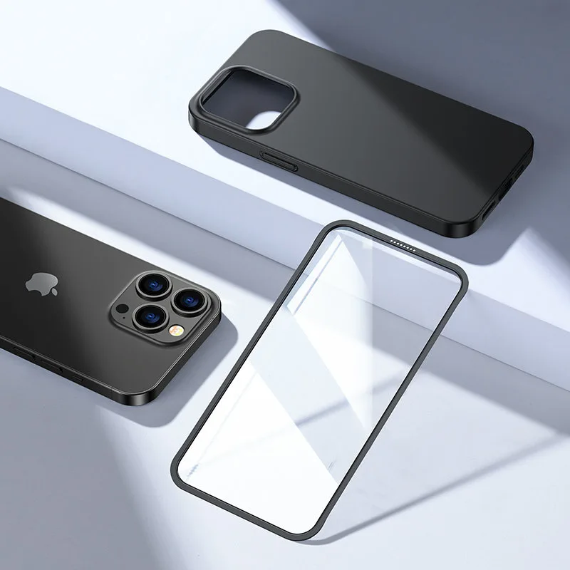 iPhone 13 Pro Max tok, elülső és hátsó fedél + edzett üveg, fekete 8