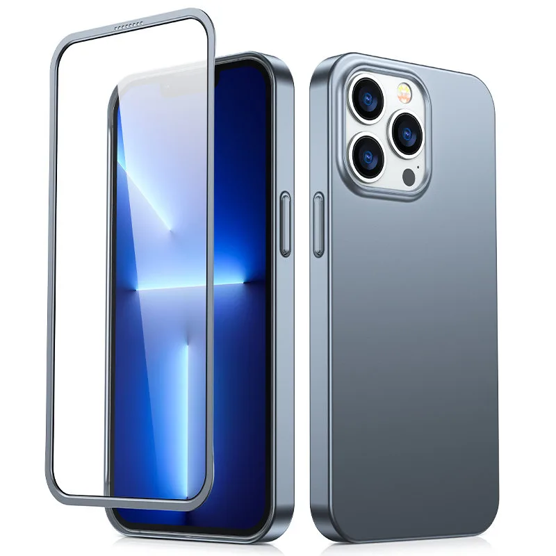 Husă pentru iPhone 13 Pro Max, capac față și spate + sticlă temperată, gri Husă pentru iPhone 13 Pro Max, capac față și spate + sticlă temperată, gri