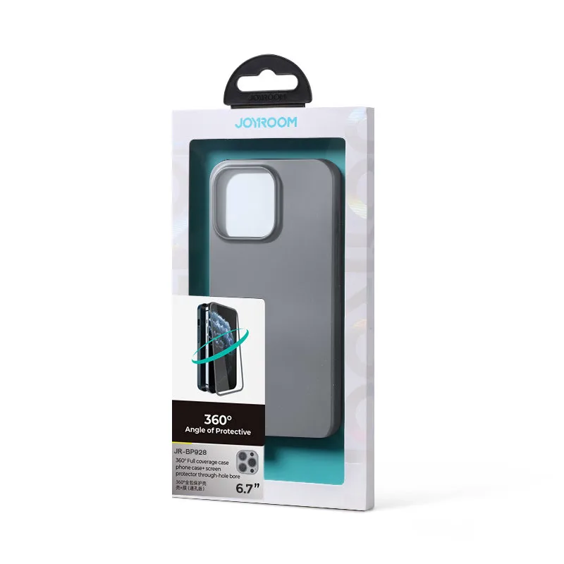 Husă pentru iPhone 13 Pro Max, capac față și spate + sticlă temperată, gri 5